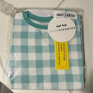 NIB Little Sleepies Aqua Gingham two-piece pajama set size 12-18 months